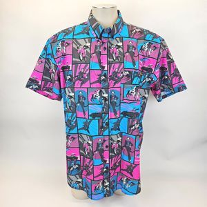 RSVLTS Short Sleeve Batman Joker Robin Mens Shirt Funny Pages Kuneflex EUC Pink